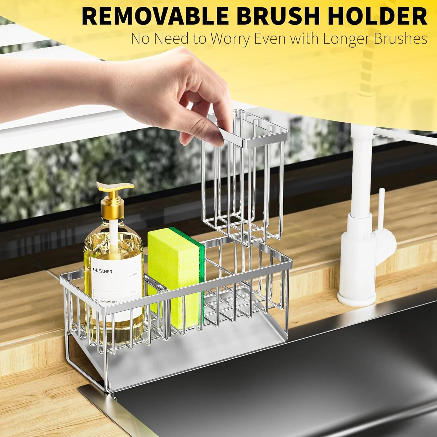 Stainless Steel Sink Caddy Kitchen Organizer, Waterproof and Rustproof, Silver, 1 Count