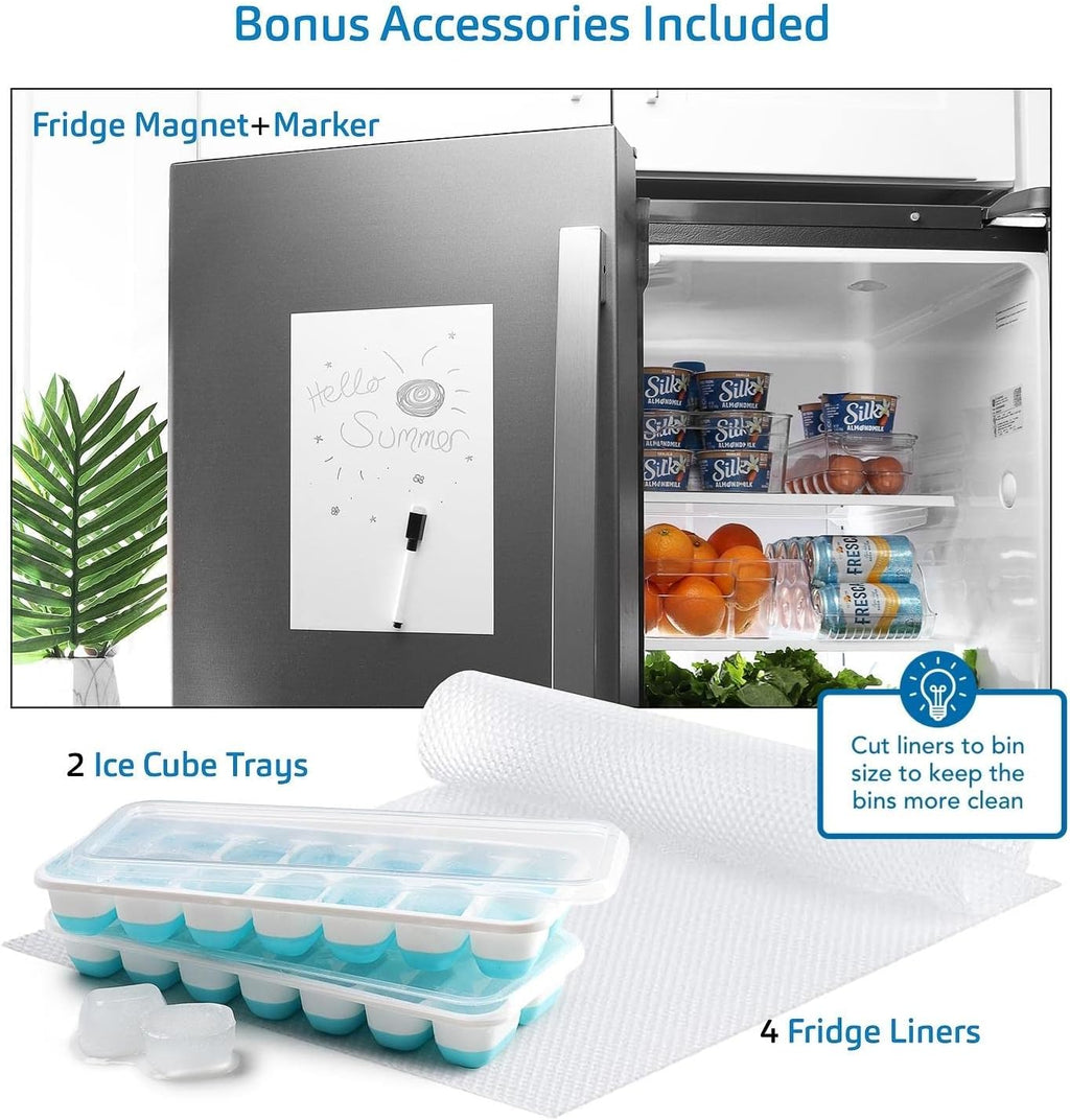 Caddy Organizer — 8-Piece Stackable Fridge & Freezer Set | Clear Acrylic Bins