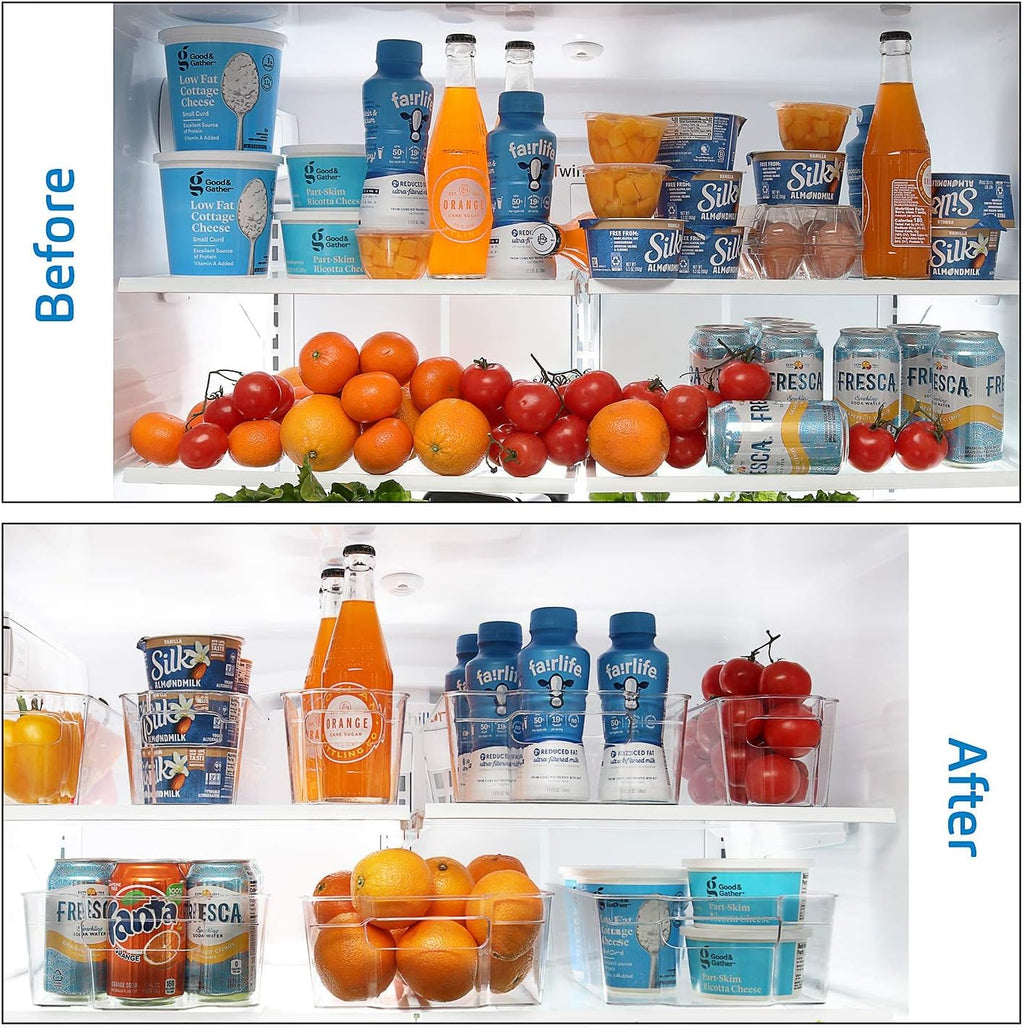 Caddy Organizer — 8-Piece Stackable Fridge & Freezer Set | Clear Acrylic Bins