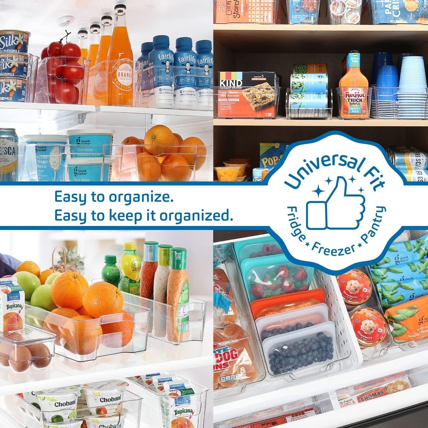 Caddy Organizer — 8-Piece Stackable Fridge & Freezer Set | Clear Acrylic Bins
